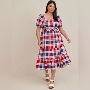 torrid Red White and Blue Plaid Maxi Dress